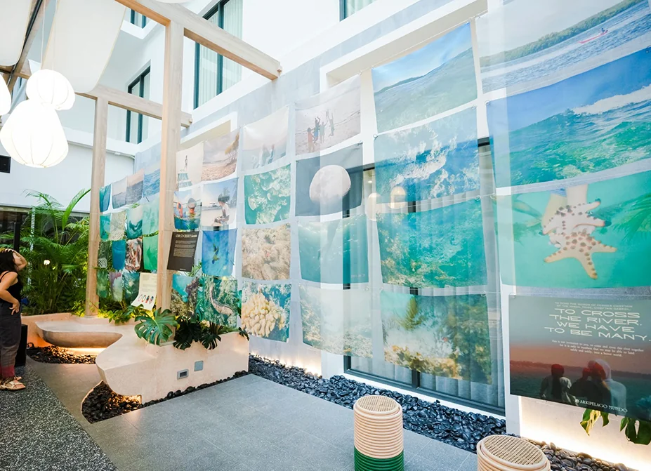 The Pista ng Kapuluan photo installation on cloth and bamboo